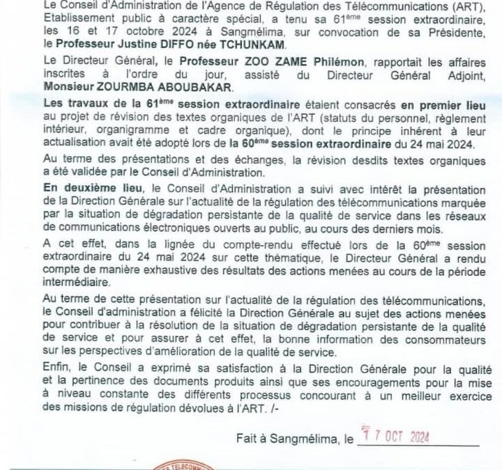 Agence de Régulation des Télécommunications – ART Cameroun