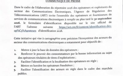 🔴 𝐔𝐑𝐆𝐄𝐍𝐓 ‼️  𝐂𝐎𝐌𝐌𝐔𝐍𝐈𝐐𝐔𝐄 𝐃𝐄 𝐏𝐑𝐄𝐒𝐒𝐄 www.art.cm #regulation #telecom